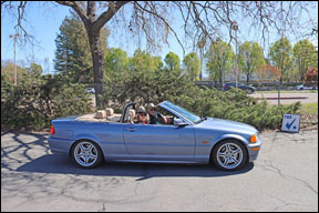 blue BMW convertible